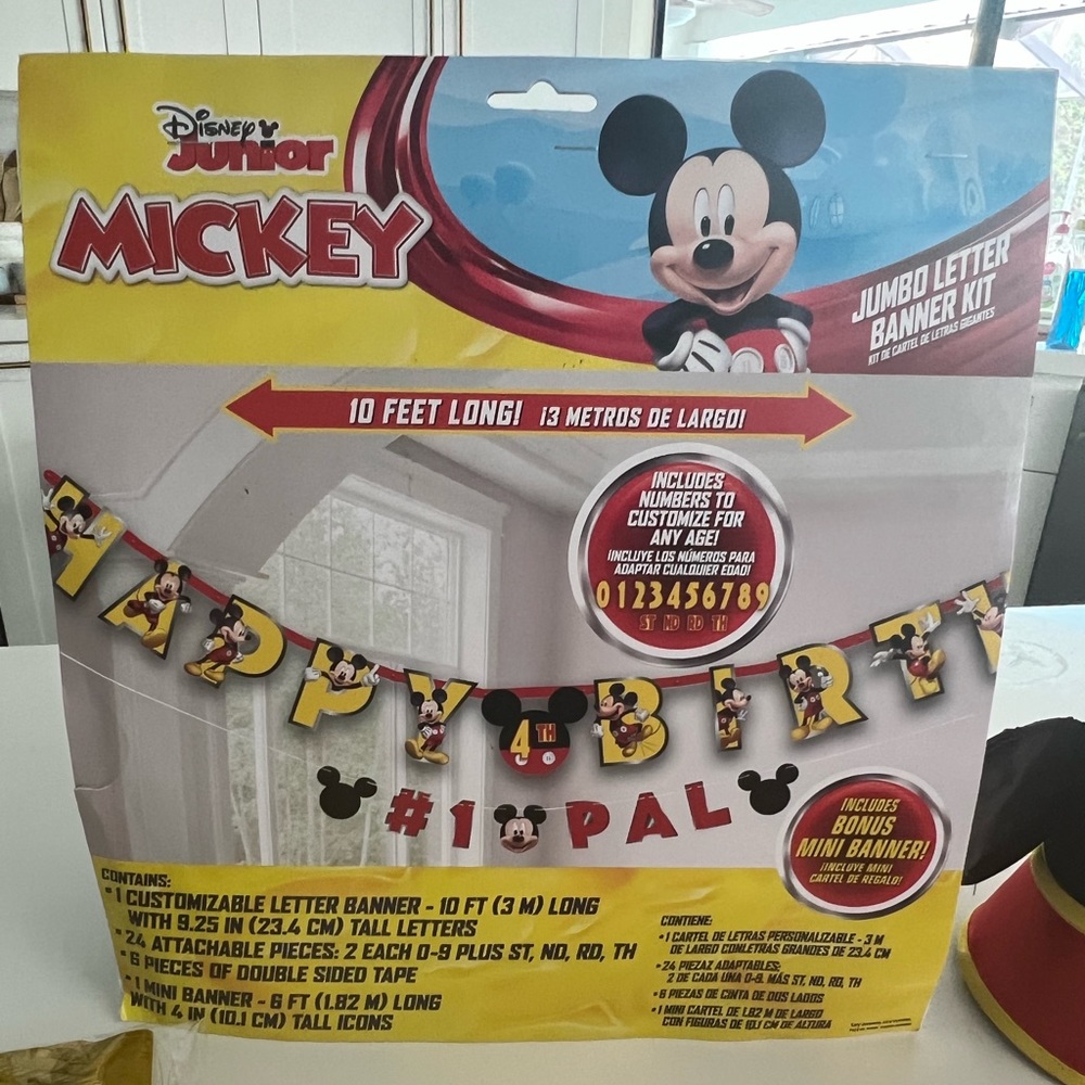 Disney’s Mickey Mouse birthday themed decor and bubble wand